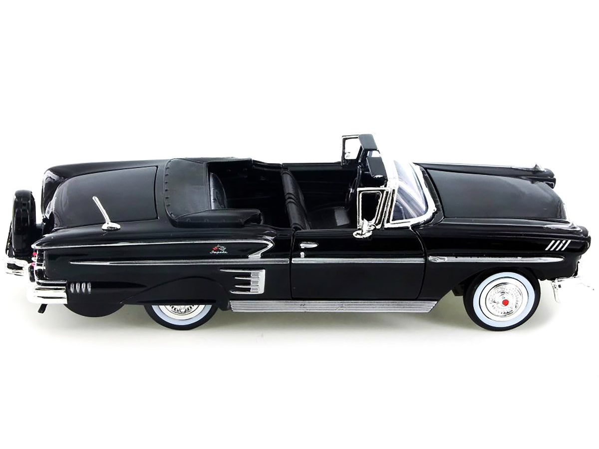 1958 Chevrolet Impala Convertible Black 1/24 Diecast Model Car