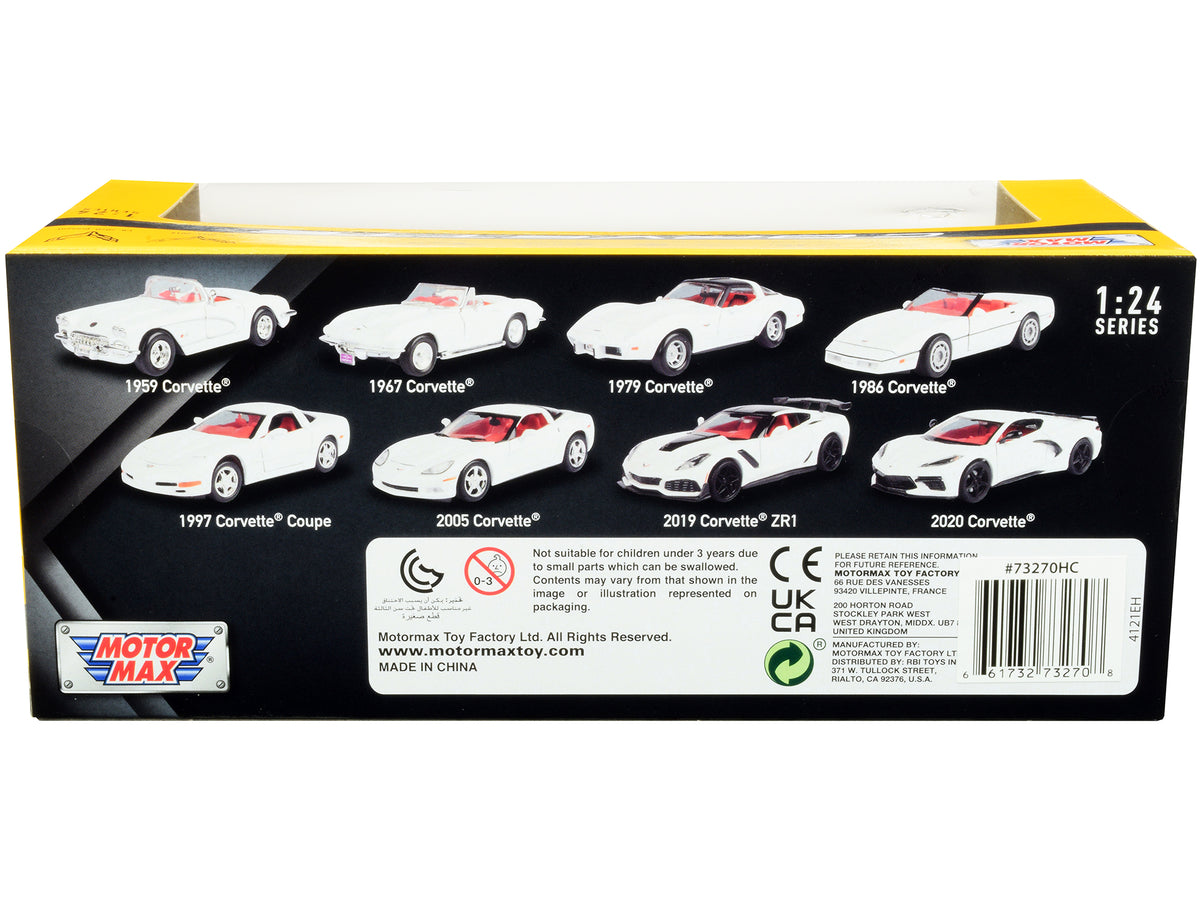 2005 Chevrolet Corvette C6 White with Red Interior "History of Corvette" Series 1/24 Diecast Model Car