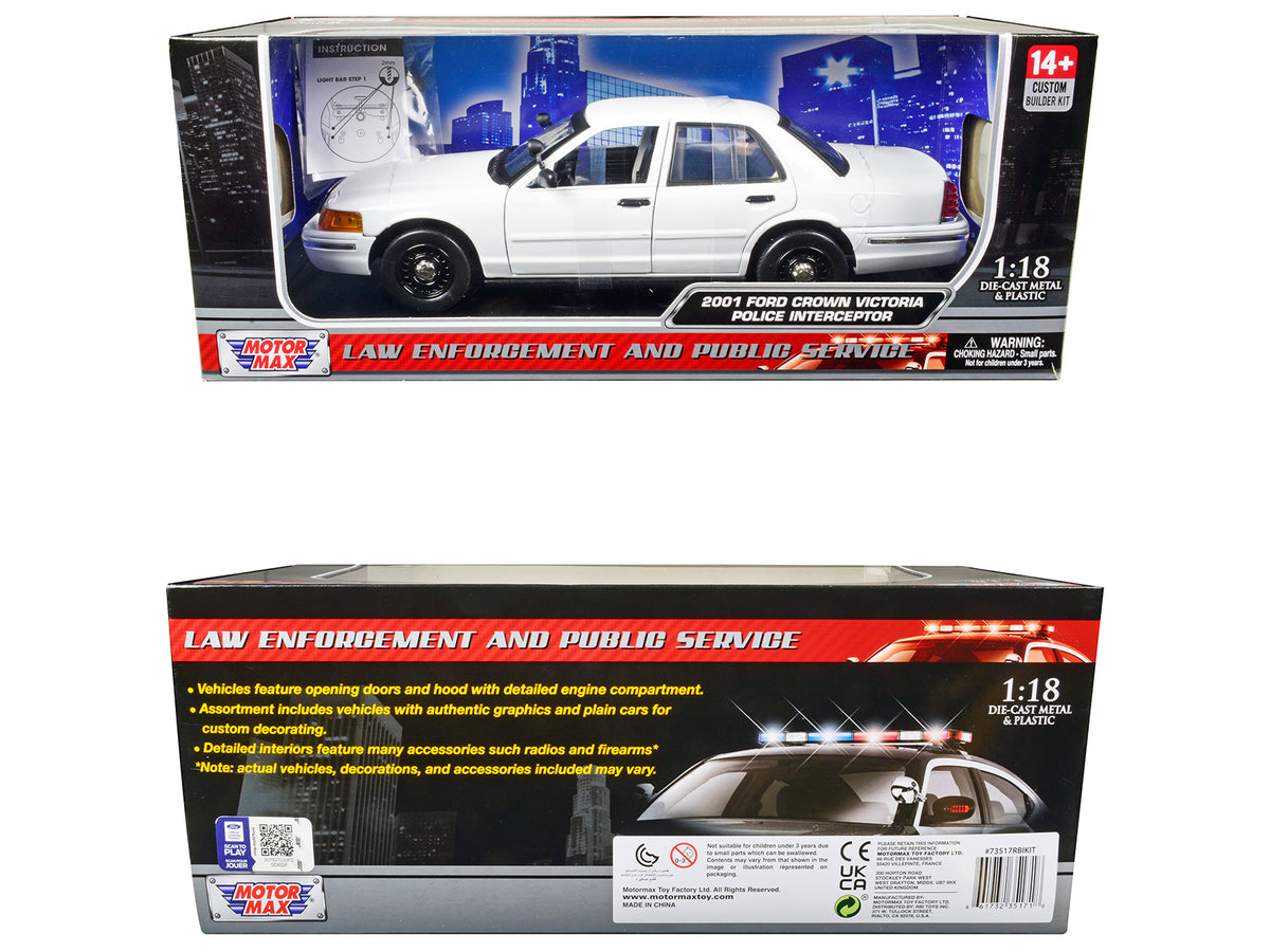 2001 Ford Crown Victoria Police Car Unmarked White "Custom Builder's Kit" Series 1/18 Diecast Model Car