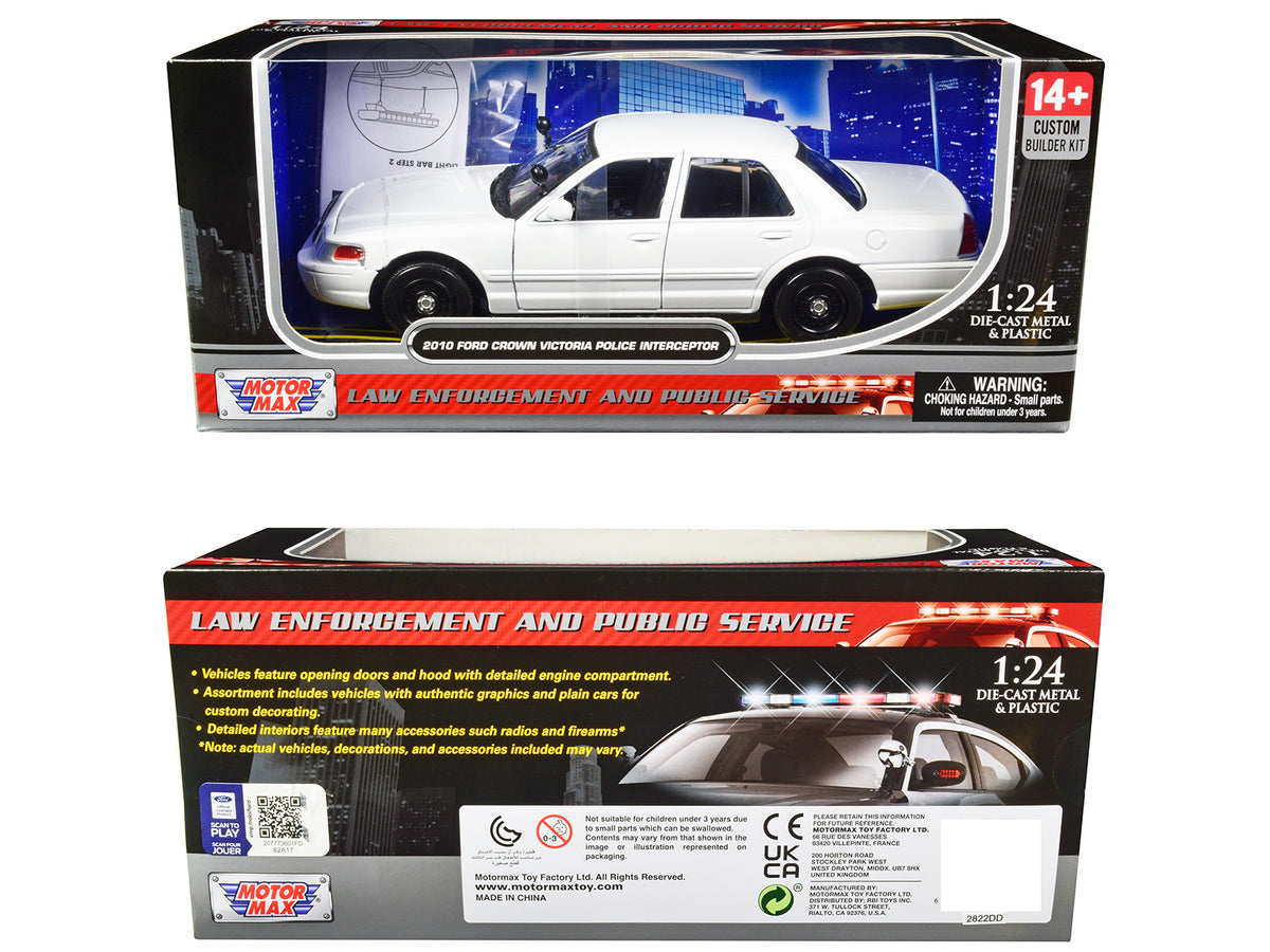2010 Ford Crown Victoria Police Interceptor Unmarked White "Custom Builder's Kit" Series 1/24 Diecast Model Car