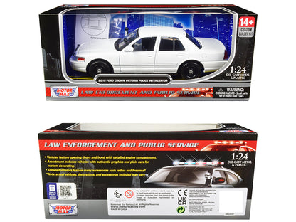 2010 Ford Crown Victoria Police Interceptor Unmarked White "Custom Builder's Kit" Series 1/24 Diecast Model Car
