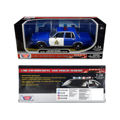 1986 Dodge Diplomat "Royal Canadian Mounted Police" Metallic Blue and White 1/24 Diecast Model Car