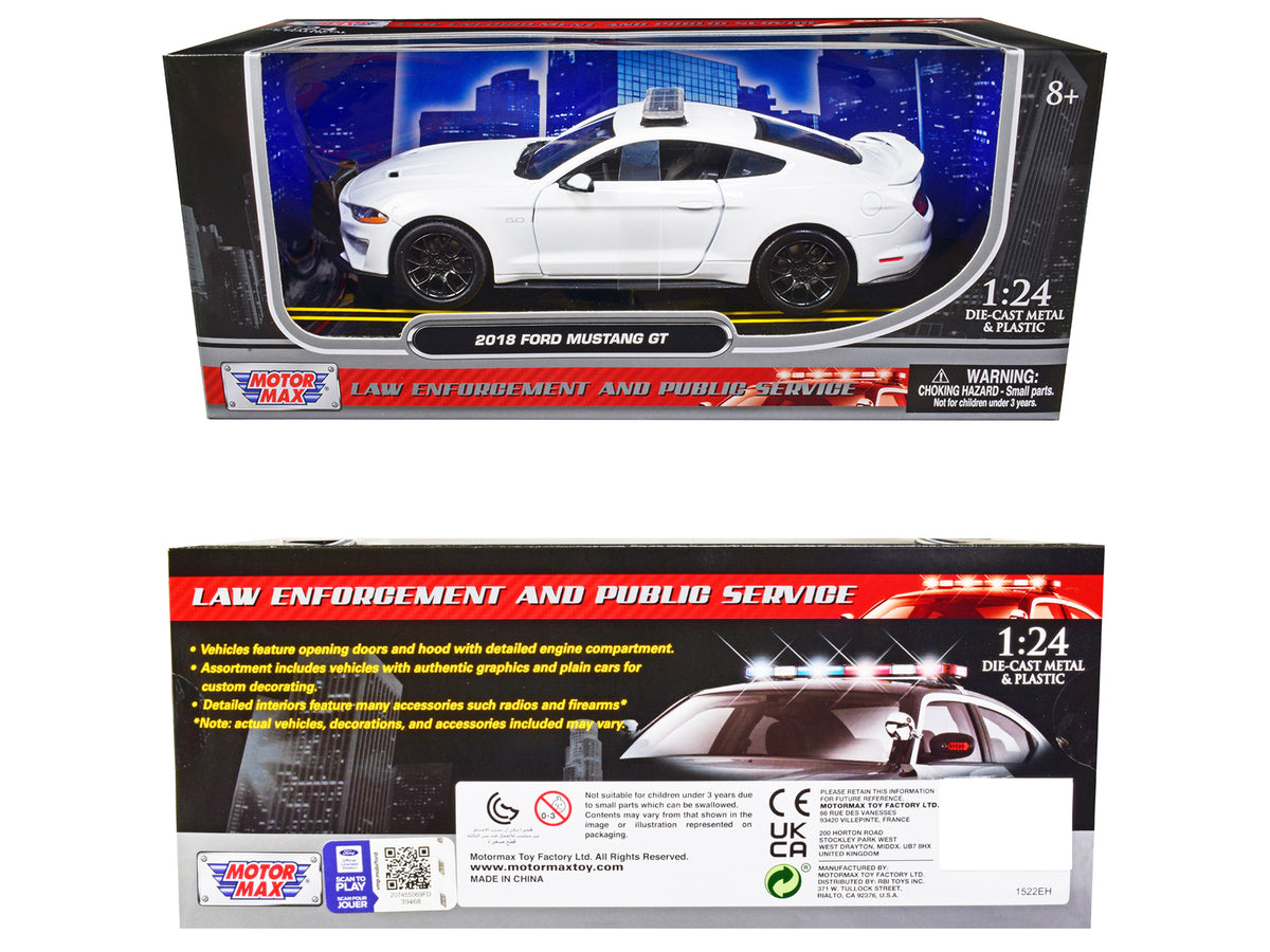 2018 Ford Mustang GT Police Car Unmarked Plain White "Law Enforcement and Public Service" Series 1/24 Diecast Model Car