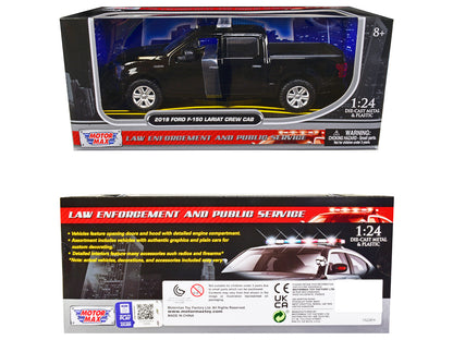 2019 Ford F-150 Lariat Crew Cab Pickup Truck Unmarked Plain Black "Law Enforcement and Public Service" Series 1/24 Diecast Model Car