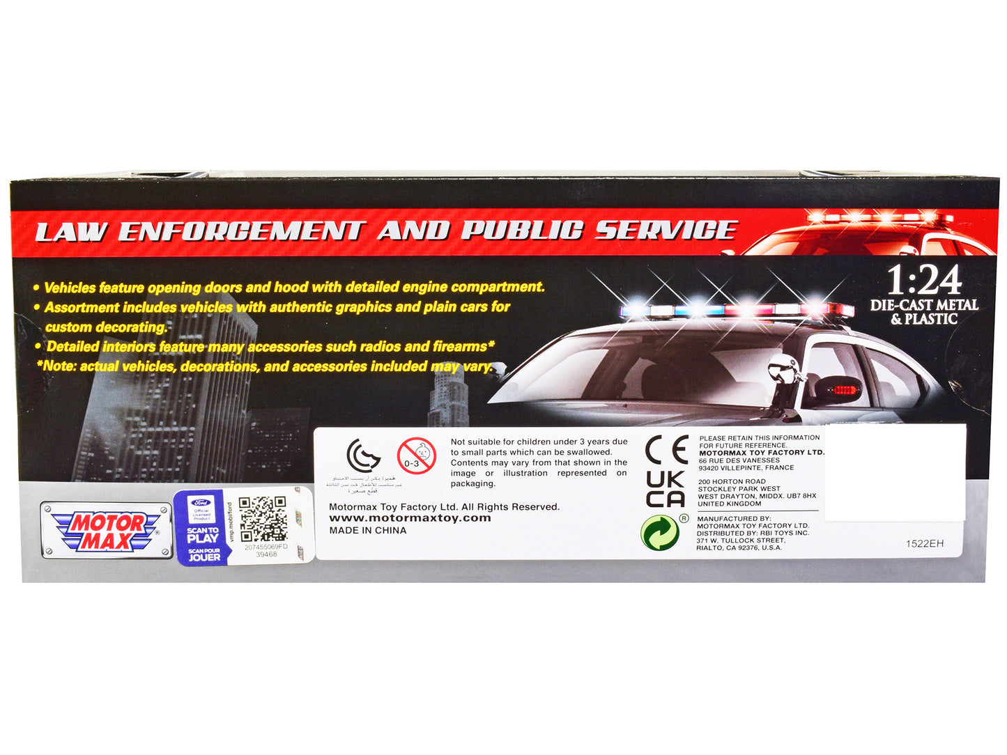 2022 Ford Police Interceptor Utility Gray Metallic with White Doors "Builder's Kit" with Flashing Light Bar and Front and Rear Lights and Sounds 1/24 Diecast Model Car