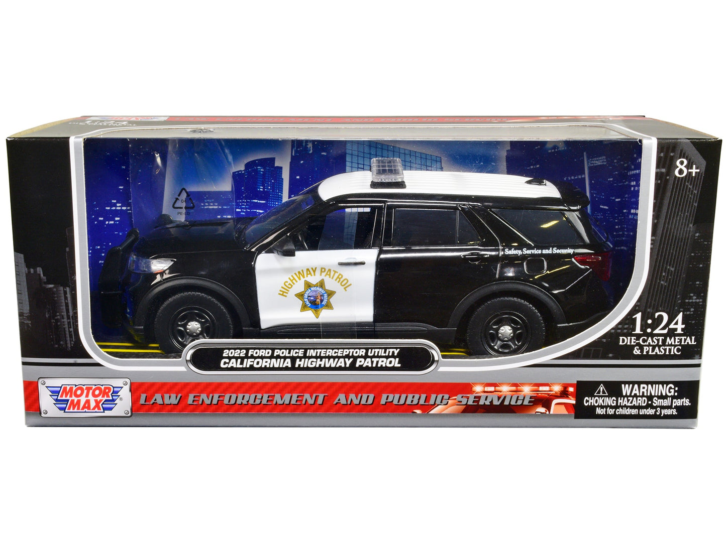 2022 Ford Police Interceptor Utility "California Highway Patrol" Black and White 1/24 Diecast Model Car