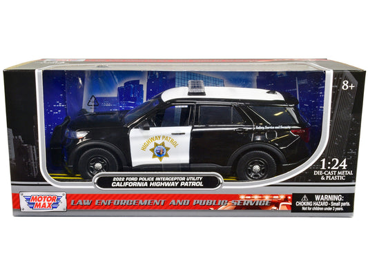 2022 Ford Police Interceptor Utility "California Highway Patrol" Black and White 1/24 Diecast Model Car