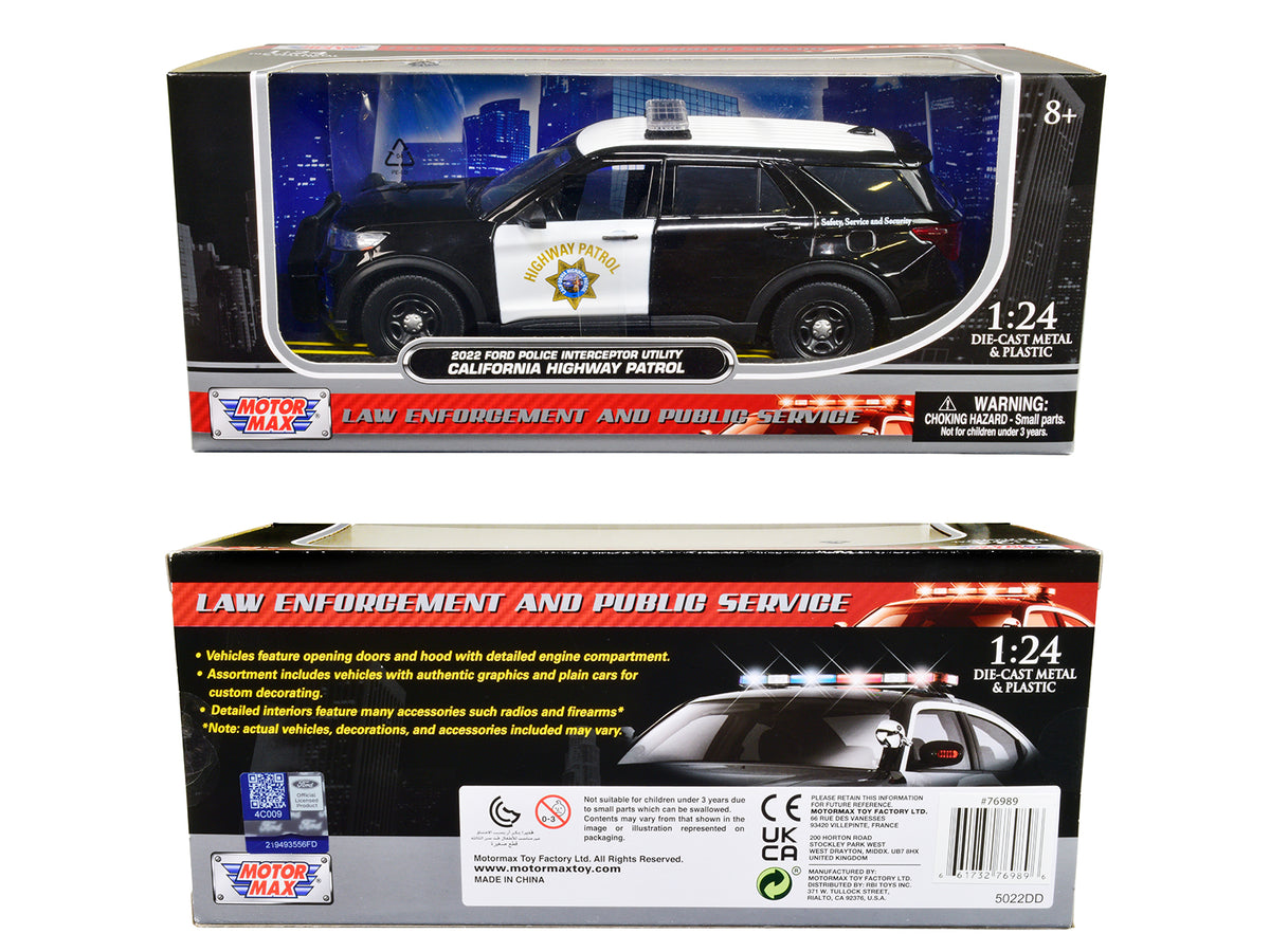 2022 Ford Police Interceptor Utility "California Highway Patrol" Black and White 1/24 Diecast Model Car