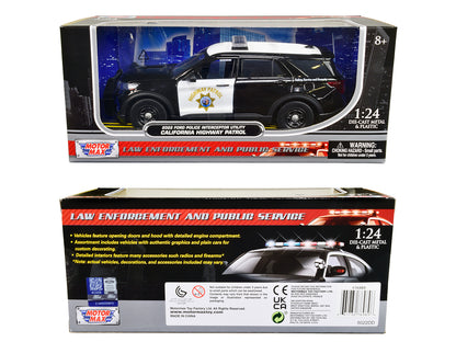 2022 Ford Police Interceptor Utility "California Highway Patrol" Black and White 1/24 Diecast Model Car