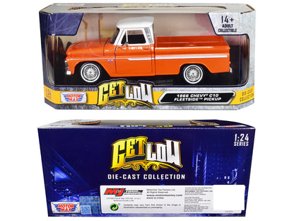 1966 Chevrolet C10 Fleetside Pickup Truck Lowrider Orange Metallic with White Top "Get Low" Series 1/24 Diecast Model Car