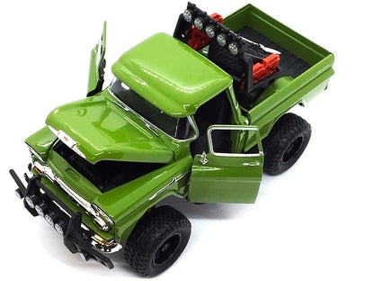 1958 Chevrolet Apache Fleetside Pickup Truck Off Road Green 1/24 Diecast Model