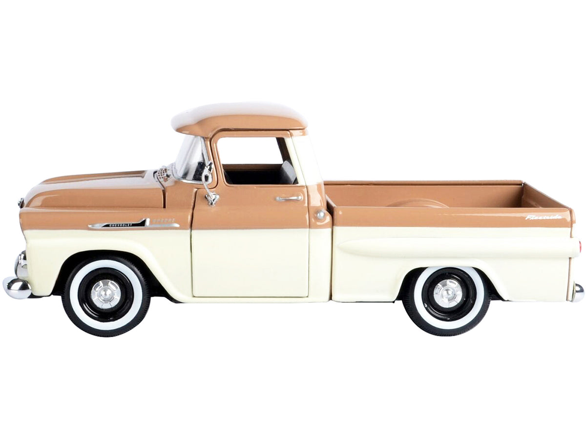 1958 Chevrolet Apache Fleetside Pickup Truck Brown and Beige 1/24 Diecast Model Car
