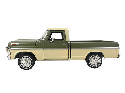 1969 Ford F-100 Pickup Truck Light Green and Cream 1/24 Diecast Model Car