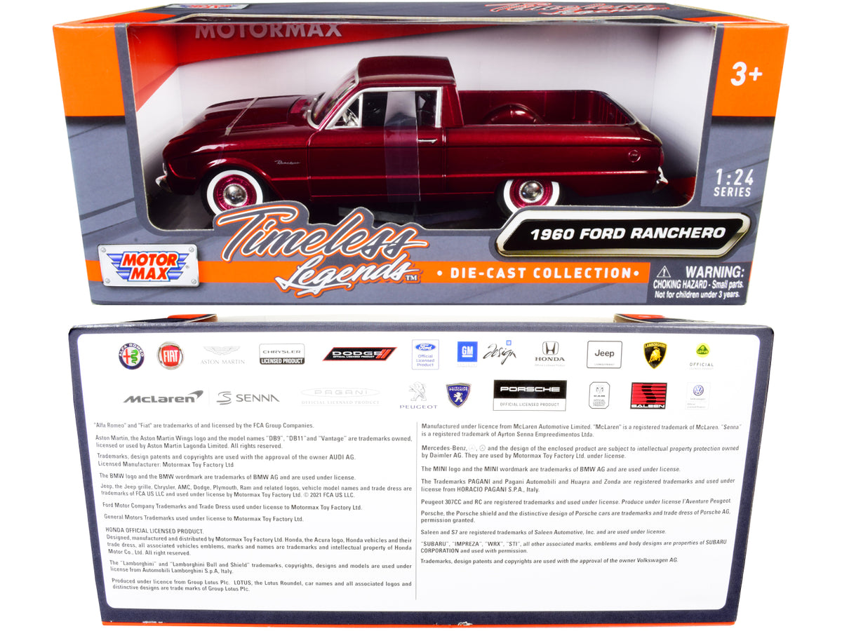1960 Ford Ranchero Pickup Burgundy Metallic 1/24 Diecast Model Car