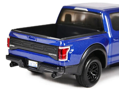 2017 Ford F-150 Raptor Pickup Truck Blue with Black Wheels 1/27 Diecast Model Car
