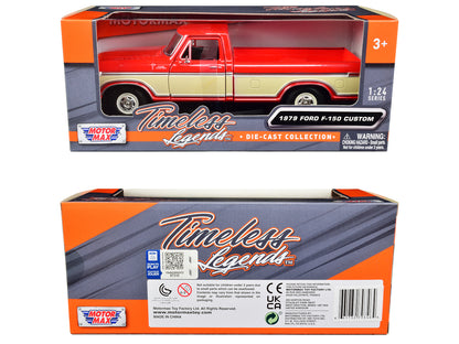 1979 Ford F-150 Pickup Truck Red and Cream 1/24 Diecast Model Car