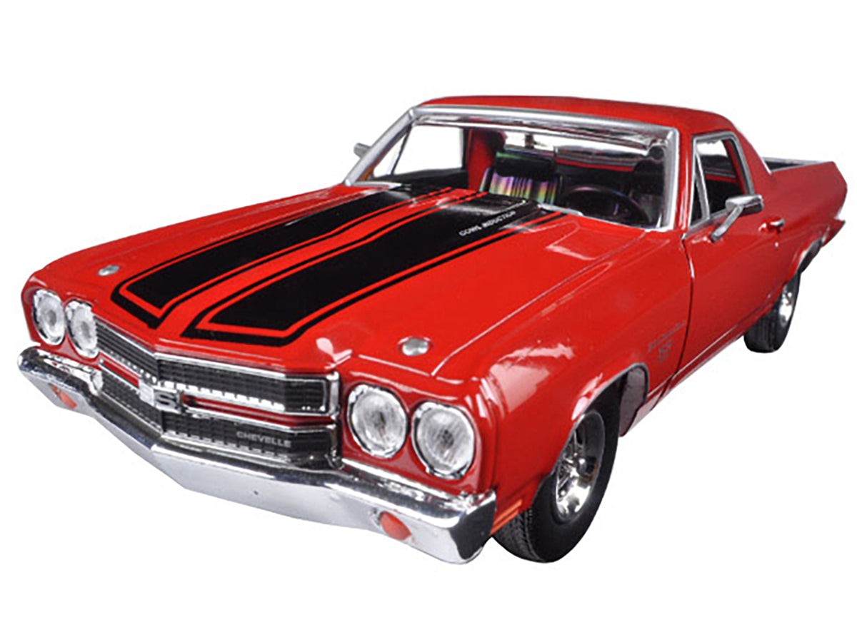 1970 Chevrolet El Camino SS 396 Red with Black Stripes 1/24 Diecast Model Car