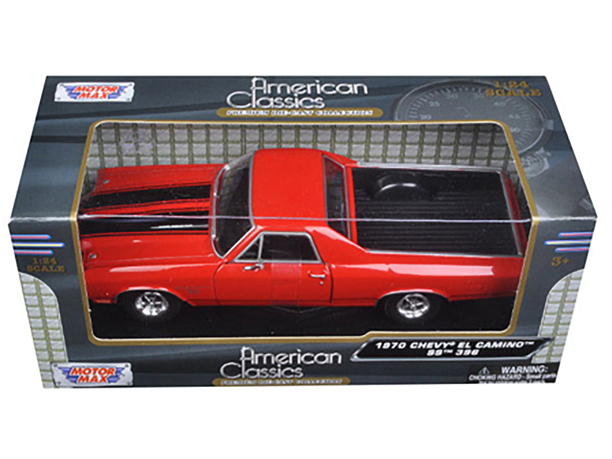1970 Chevrolet El Camino SS 396 Red with Black Stripes 1/24 Diecast Model Car