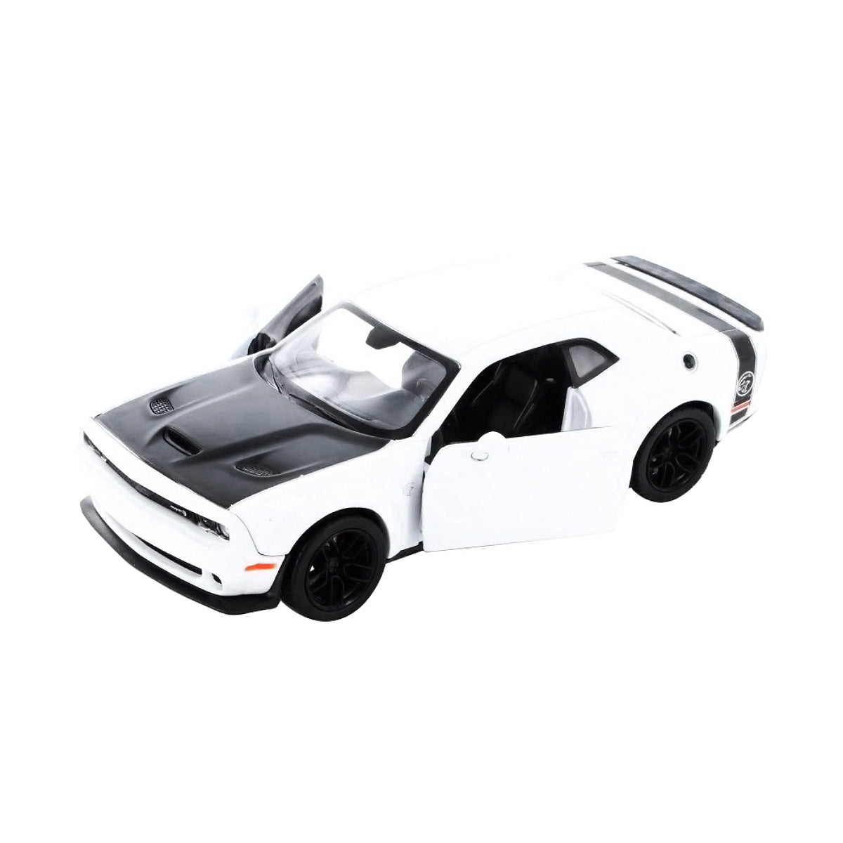 2018 Dodge Challenger SRT Hellcat Widebody White with Black Hood 1/24 Diecast Model Car
