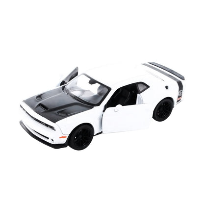 2018 Dodge Challenger SRT Hellcat Widebody White with Black Hood 1/24 Diecast Model Car