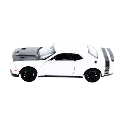 2018 Dodge Challenger SRT Hellcat Widebody White with Black Hood 1/24 Diecast Model Car