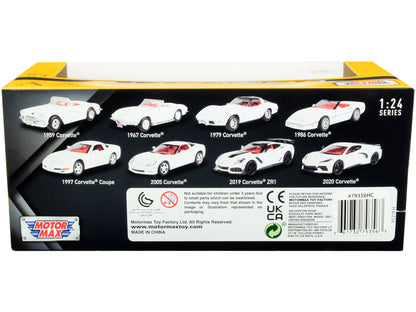 2019 Chevrolet Corvette C7 ZR1 White and Black with Red Interior "History of Corvette" Series 1/24 Diecast Model Car