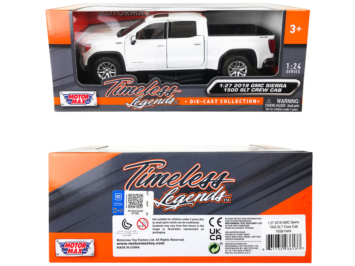 2019 GMC Sierra 1500 SLT Crew Cab 4x4 Pickup Truck with Sunroof White "Timeless Legends" Series 1/24-1/27 Diecast Model Car