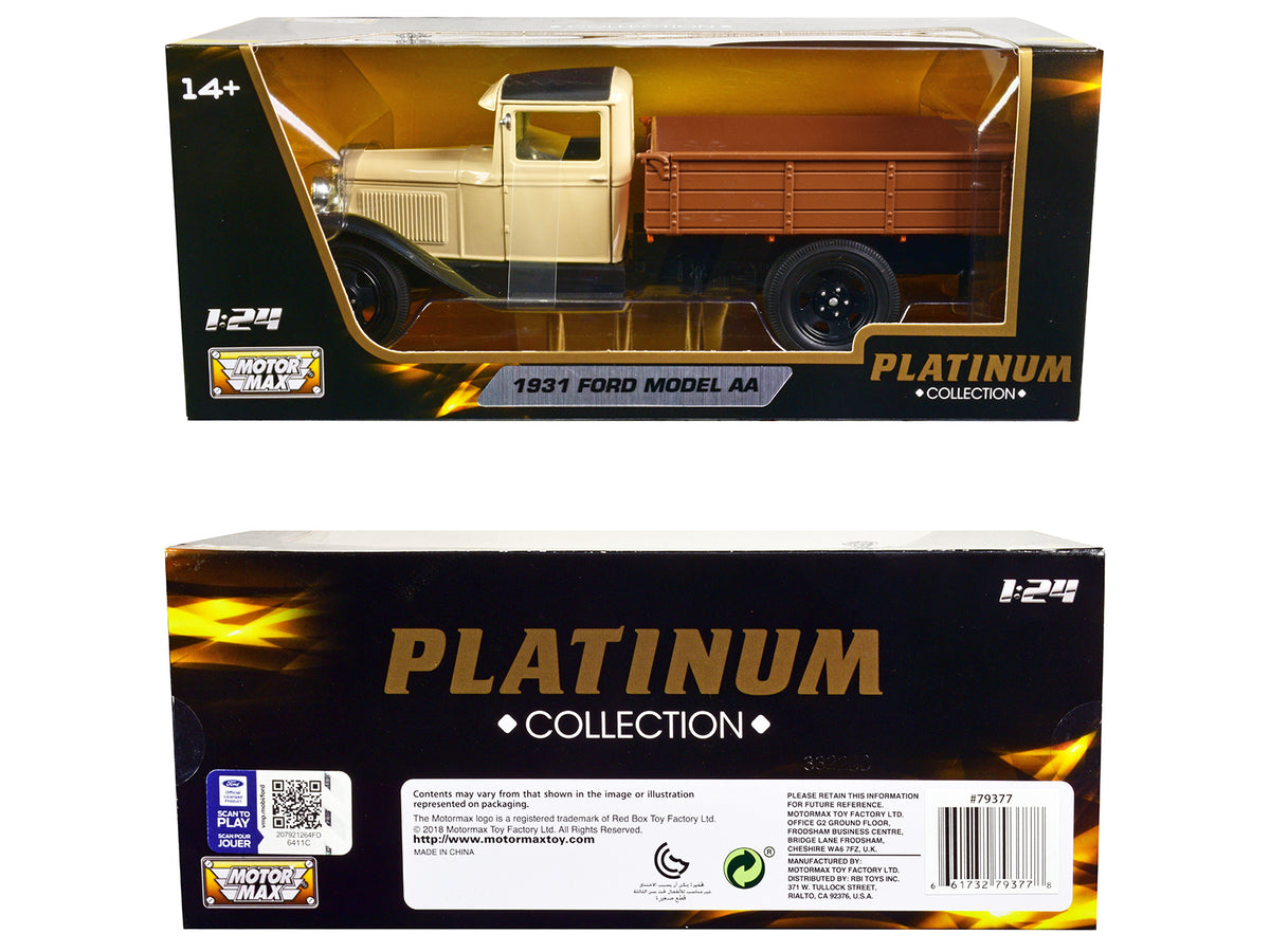 1931 Ford Model AA Pickup Truck Cream and Black "Platinum Collection" Series 1/24 Diecast Model Car