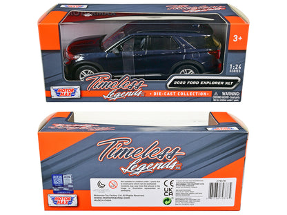 2022 Ford Explorer XLT Dark Blue Metallic "Timeless Legends" Series 1/24 Diecast Model Car