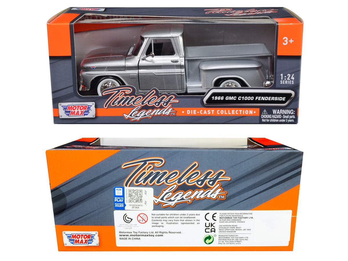 1966 GMC C1000 Fenderside Pickup Truck Silver Metallic "Timeless Legends" Series 1/24 Diecast Model Car