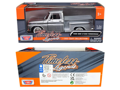 1966 GMC C1000 Fenderside Pickup Truck Silver Metallic "Timeless Legends" Series 1/24 Diecast Model Car