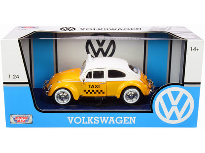 1966 Volkswagen Beetle "Taxi" Yellow with White Top 1/24 Diecast Model Car