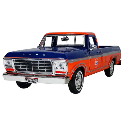 1979 Ford F-150 Custom Pickup Truck "Gulf" Dark Blue and Orange 1/24 Diecast Model Car