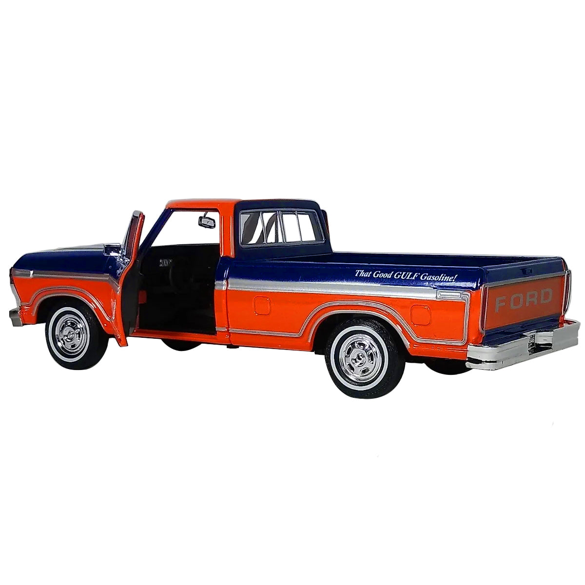 1979 Ford F-150 Custom Pickup Truck "Gulf" Dark Blue and Orange 1/24 Diecast Model Car