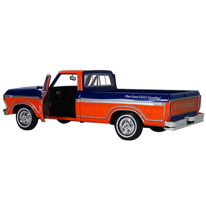 1979 Ford F-150 Custom Pickup Truck "Gulf" Dark Blue and Orange 1/24 Diecast Model Car
