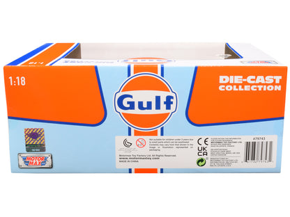 1961-1967 Morris Mini Cooper RHD (Right Hand Drive) #6 "Gulf Oil" Light Blue with Orange Stripes and Checkered Top "City Classics" Series 1/18 Diecast Model Car