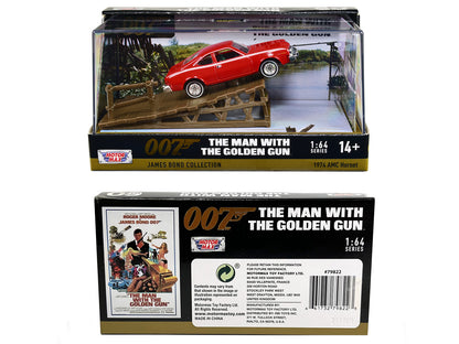 1974 AMC Hornet Red with White Stripes James Bond 007 "The Man with the Golden Gun" (1974) Movie with Display 1/64 Diecast Model Car