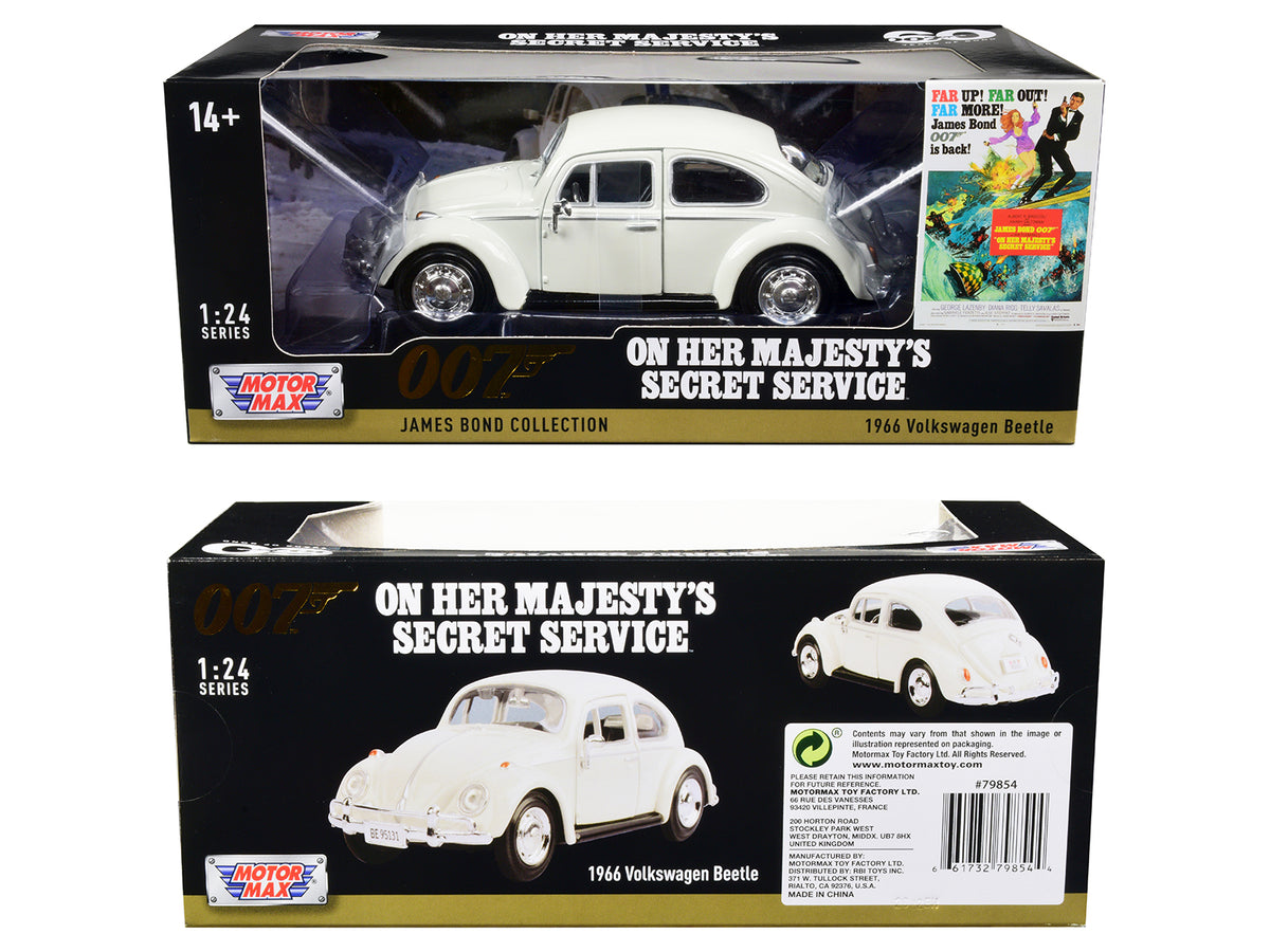 1966 Volkswagen Beetle White James Bond 007 "On Her Majesty's Secret Service" (1969) Movie "James Bond Collection" Series 1/24 Diecast Model Car