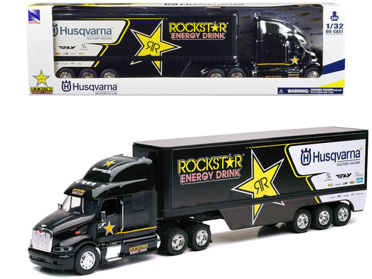 Peterbilt 387 Semi-Truck Black "Rockstar Energy Drink - Husqvarna Factory Racing" 1/32 Diecast Model