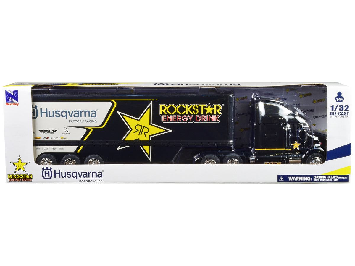 Peterbilt 387 Semi-Truck Black "Rockstar Energy Drink - Husqvarna Factory Racing" 1/32 Diecast Model
