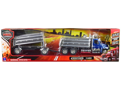 Freightliner 114SD Dump Truck with Twin Dump Body Blue "Long Haul Trucker" Series 1/32 Diecast Model