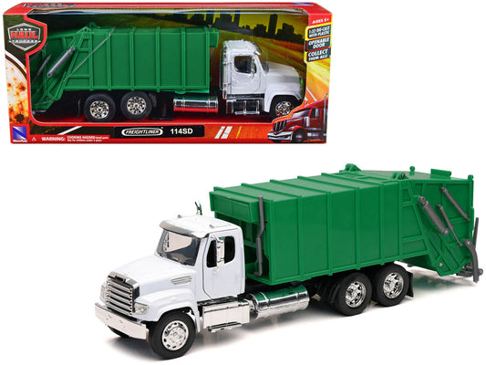Freightliner 114SD Garbage Truck White and Green "Long Haul Trucker" Series 1/32 Diecast Model