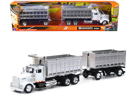 Kenworth W900 Dump Truck with Twin Dump Body White and Chrome "Long Haul Trucker" Series 1/43 Diecast Model