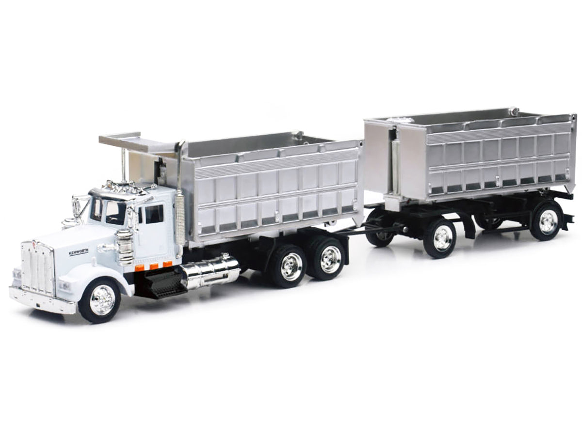 Kenworth W900 Dump Truck with Twin Dump Body White and Chrome "Long Haul Trucker" Series 1/43 Diecast Model