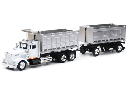 Kenworth W900 Dump Truck with Twin Dump Body White and Chrome "Long Haul Trucker" Series 1/43 Diecast Model