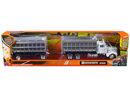 Kenworth W900 Dump Truck with Twin Dump Body White and Chrome "Long Haul Trucker" Series 1/43 Diecast Model