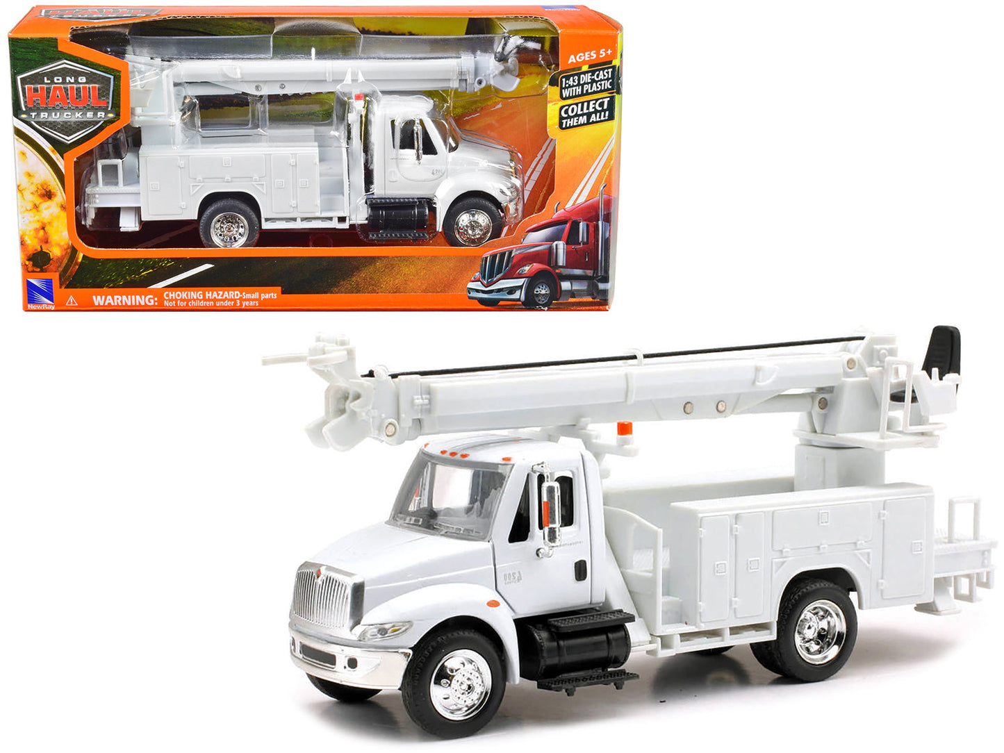 International 4200 Digger Service Truck White "Long Haul Trucker" Series 1/43 Diecast Model