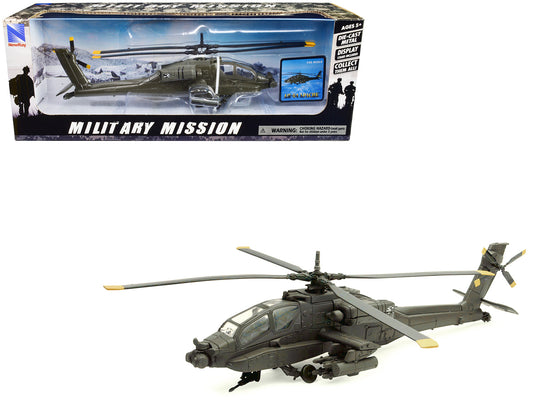 Boeing AH-64 Apache Attack Helicopter Olive Drab "United States Army" "Military Mission" Series 1/55 Diecast Model