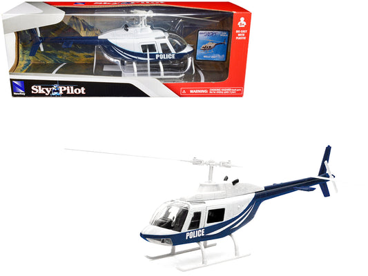 Bell 206 Helicopter Dark Blue and White "Police" "Sky Pilot" Series 1/34 Diecast Model