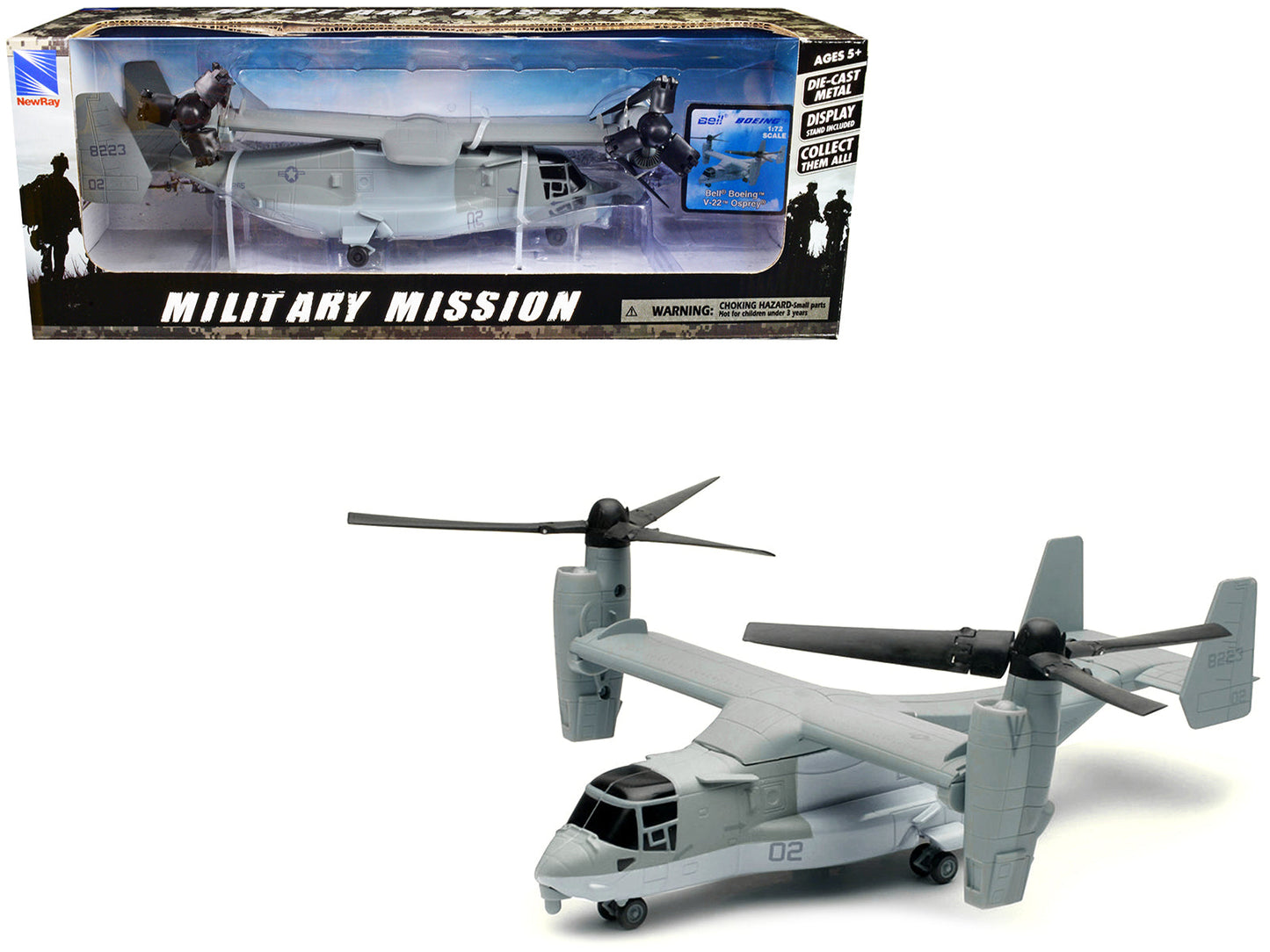Bell Boeing V-22 Osprey Aircraft #02 Gray "US Air Force" "Military Mission" Series 1/72 Diecast Model